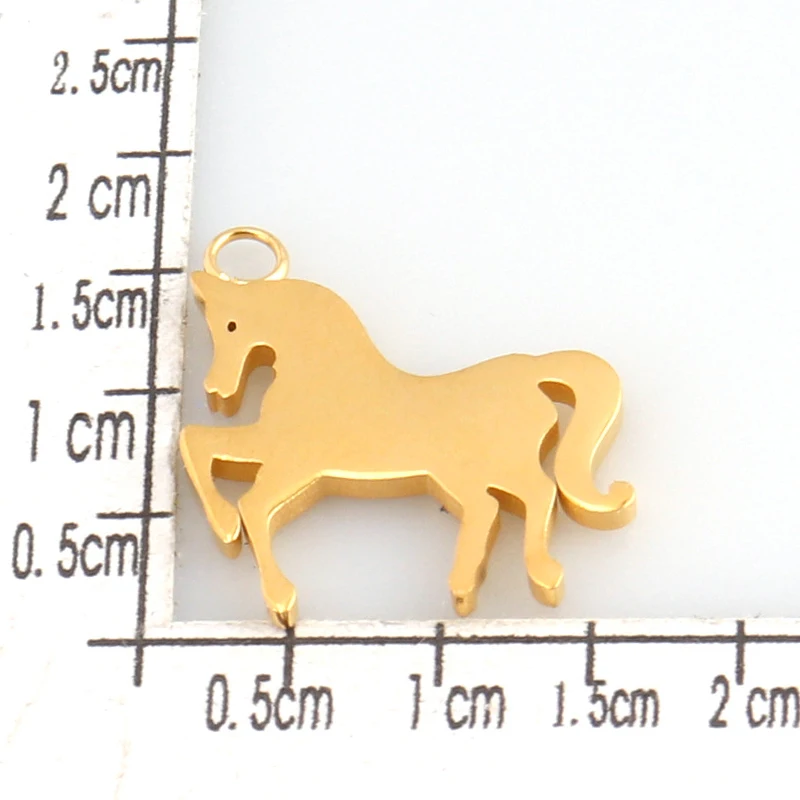 

5pcs Charm Pendants Stainless Steel Golden Horse Pendant Jewelry Used To Make DIY Handmade Jewelry Accessories HXD