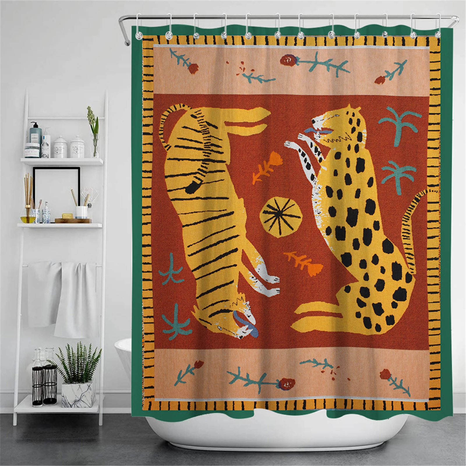 

Bestselling Abstract Geometric Pattern Shower Curtain Nordic Style Set Hook Natural Landscape Home Decoration Bathroom Curtains
