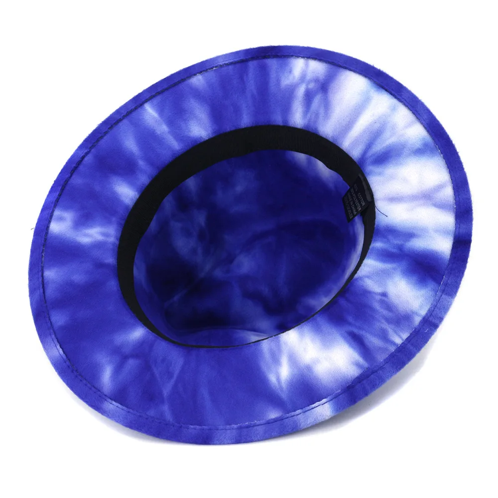 

ZLD Fedora hat Wide brim hat women Top hat for men British style new two-color tie-dye woolen jazz hat Winter hats for women cap