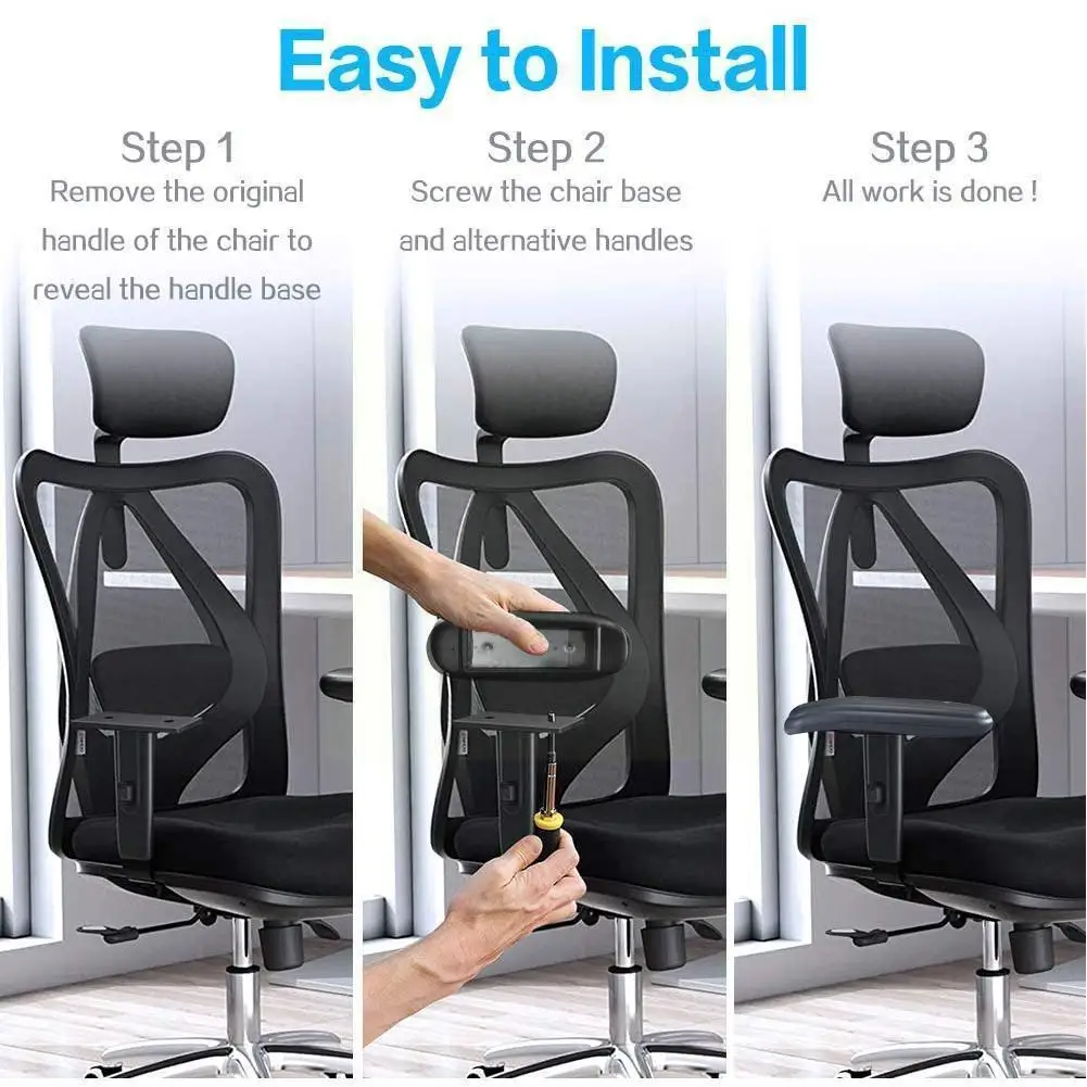 

Office Chair Handle Soft Pu Chair Part Armrest Universal Pads Leather Pu Relief Arm Arm Replacement Pressure Chair L7q1