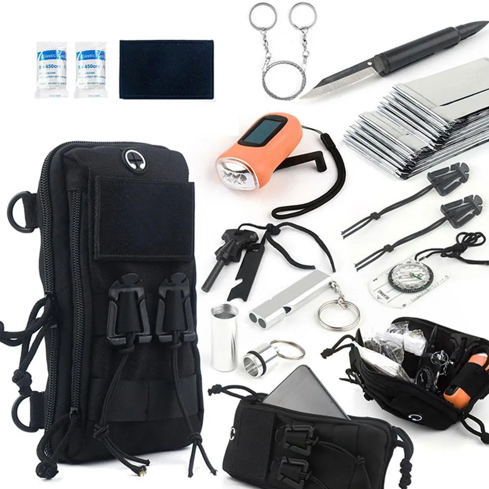 

Emergency Survival Kit Defense Equitment Tool Multifunctional Camping Supplies Tactical Waist Bag For Mountaineering Adventures