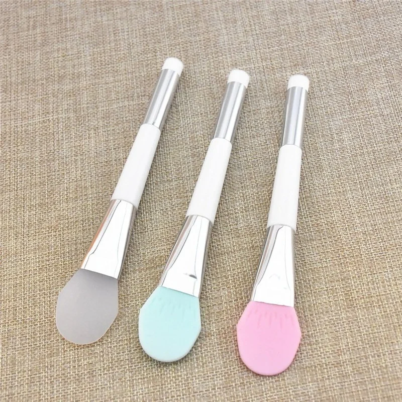 

1PCS Makeup Brushes Face Pack Silicone Brush Double Head Soft Fur Homemade Mask Applicator Face Dauber Facial Massager