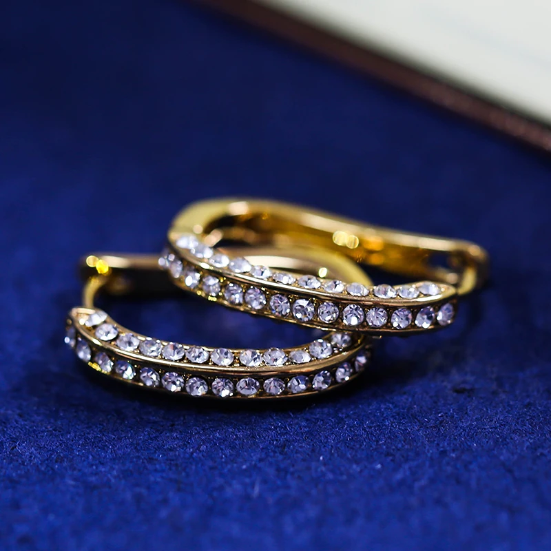 

Korean Fashion Micro inlay Stud Earrings for Women 2020 Three Color Earring Couples Wedding Jewelry Wholesale T296
