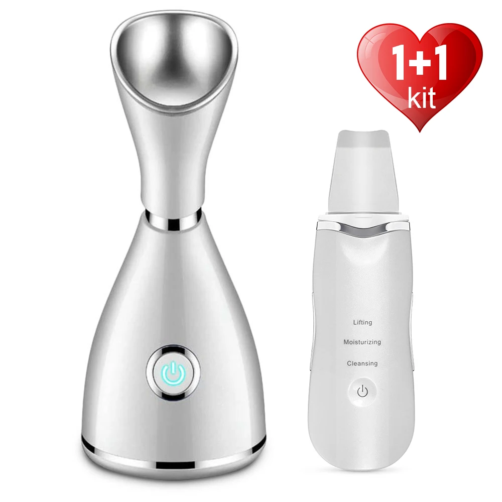 

Nano Ionic Deep Cleaning Facial Steamer Sprayer Ultrasonic Skin Scrubber Acne Blackhead Remover Peeling Shovel Face Massager