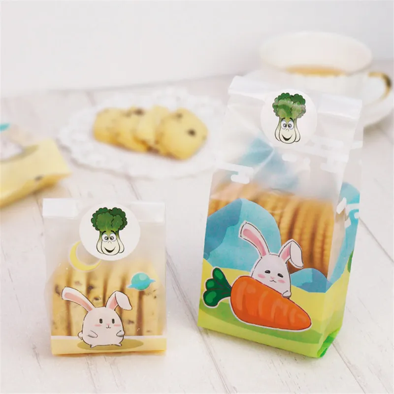 

50Pcs Cartoon Rabbit Biscuit Candy Cookies Bags Plastic OPP Sugar Dessert Storage Baking Party Gift Packing