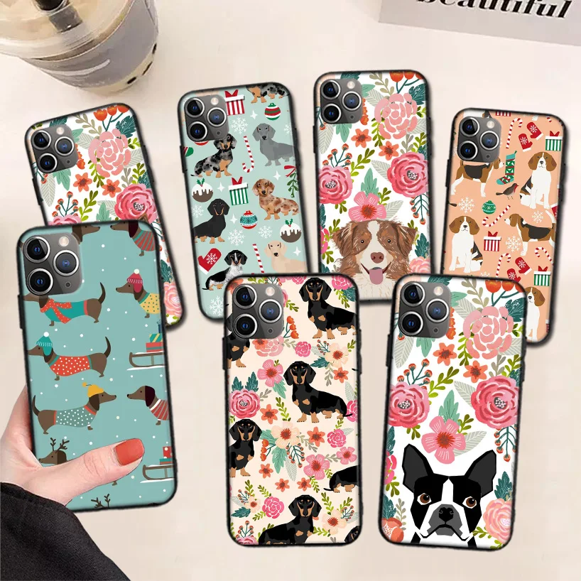 

Cute Dachshund Dog Phone Case For iPhone 13 Pro Max 11 12 Pro XS Max XR X 7 8 6 6S Plus 13 Mini SE 2020 Back Cover Coque Funda