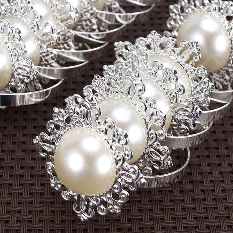 12 шт банкет искусственный кольцо для салфеток жемчуг пряжка-держатель салфетки