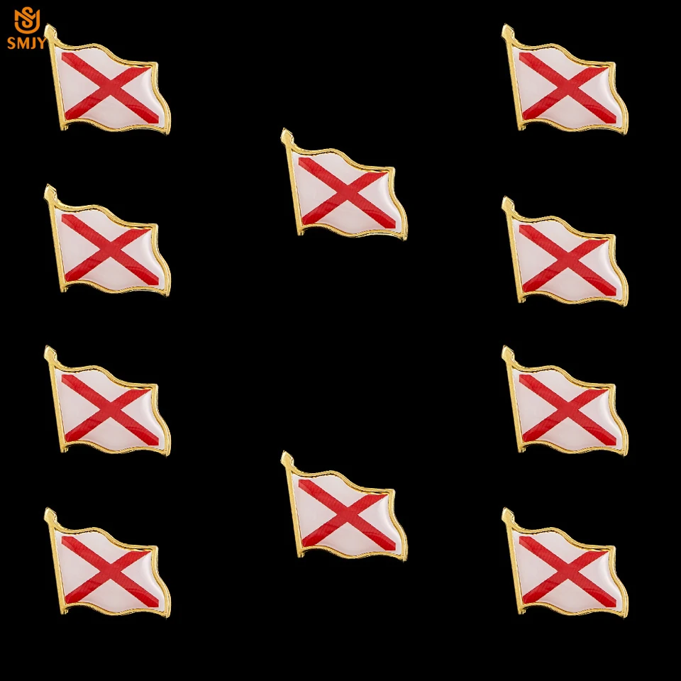 

10PCS American State Flag Lapel Pin Alabama Patriotism Pride Flag Pin Butterfly Clip Pins Buckle Brooch Badge Jewelry Collection