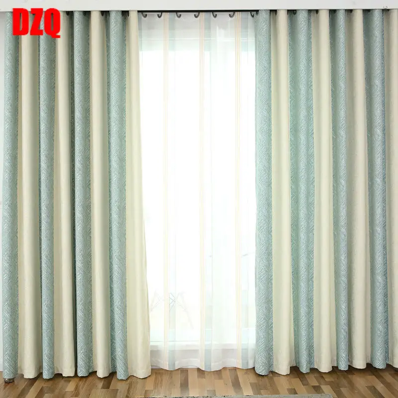 

Striped Nordic Style Blue-green Curtains for Living Room Shade Chenille Thickened Warmth and Cold-proof Curtains