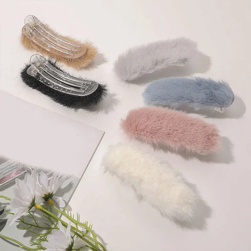 

1 шт. зимние плюшевые квадратные заколки для волос из искусственного кроличьего меха Утконос заколка для волос женские заколки для волос ми...