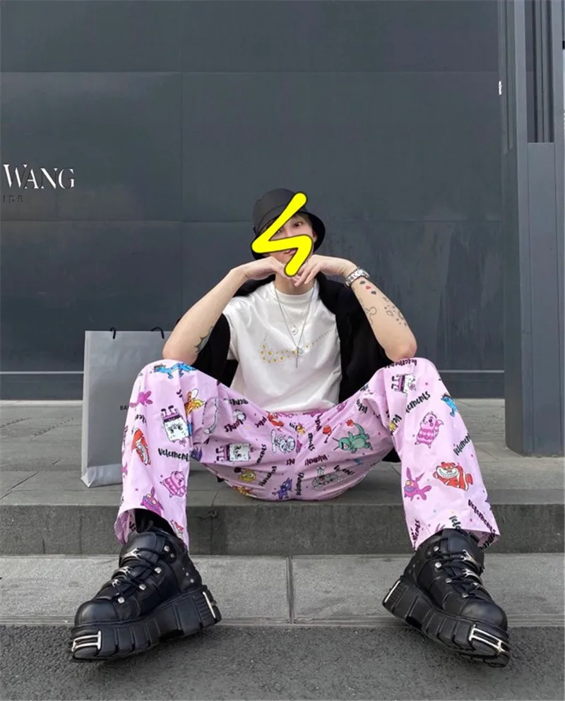 Мужские и женские спортивные штаны 2020ss розовые на шнурке высокого качества для