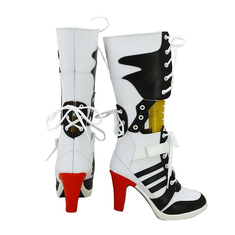 Женские белые кожаные ботинки для косплея размера плюс 35 43 Джокер Квинн из отряда