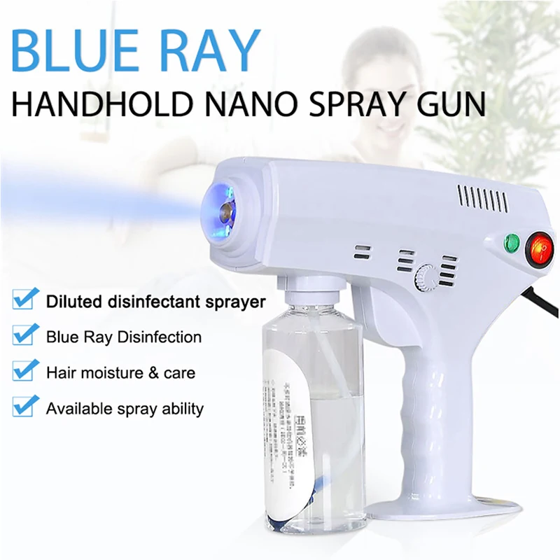 

110V-240V 1200W 250ML Disinfection Blue Light Nano Steam Gun Hair Spray Machine Ultra Fine Aerosol Water Mist Trigger Sprayer