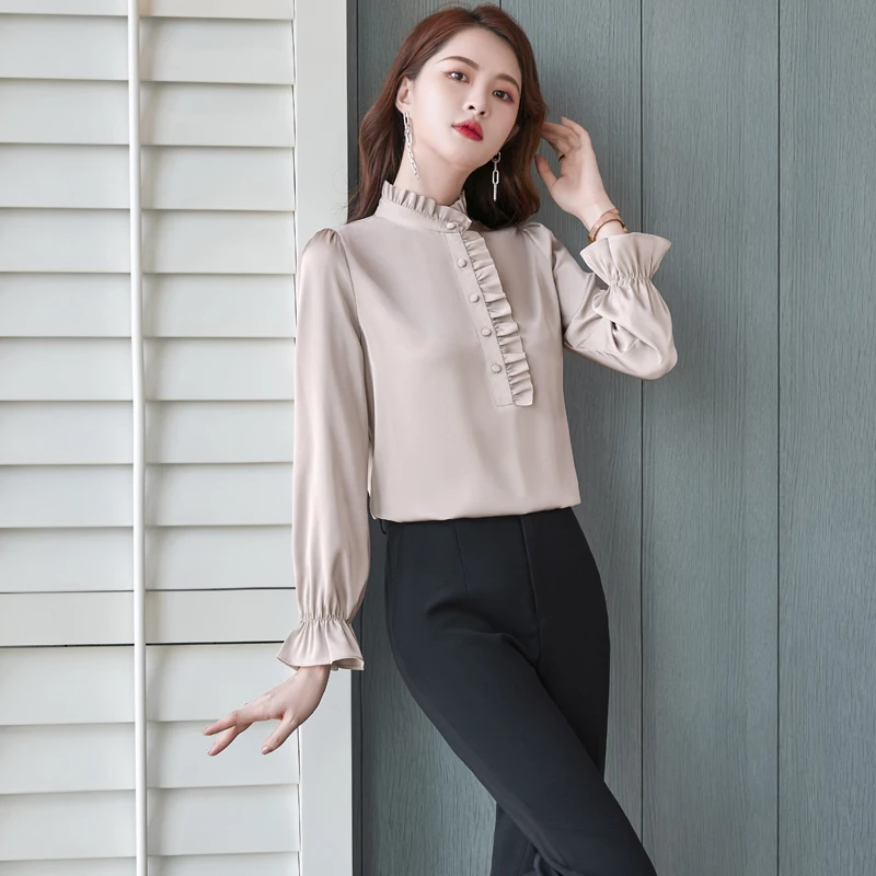 

Женский офисный комплект из 2 предметов, повседневная универсальная блузка и брюки, деловые костюмы с деловыми брюками, весна-осень