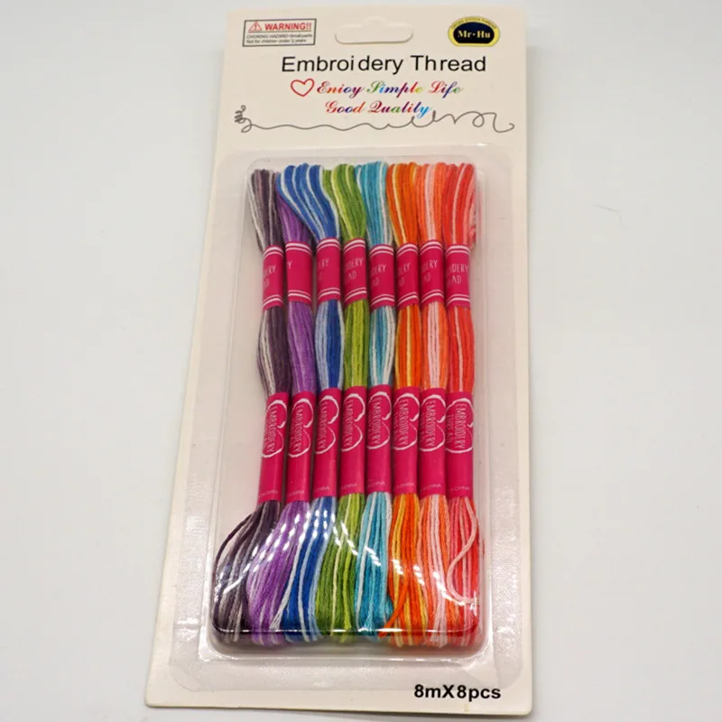 8pcs/card Color Variation Embroidery Variegated Floss Cross stitch 6 strands Thread 8 meters skein | Дом и сад