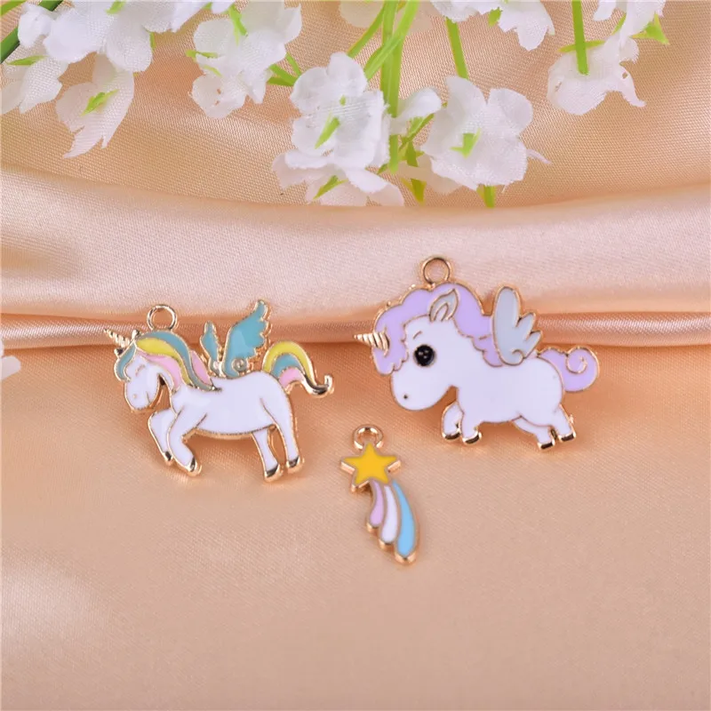 Металлические подвески в виде кота единорога лошади радуги звезды серьги