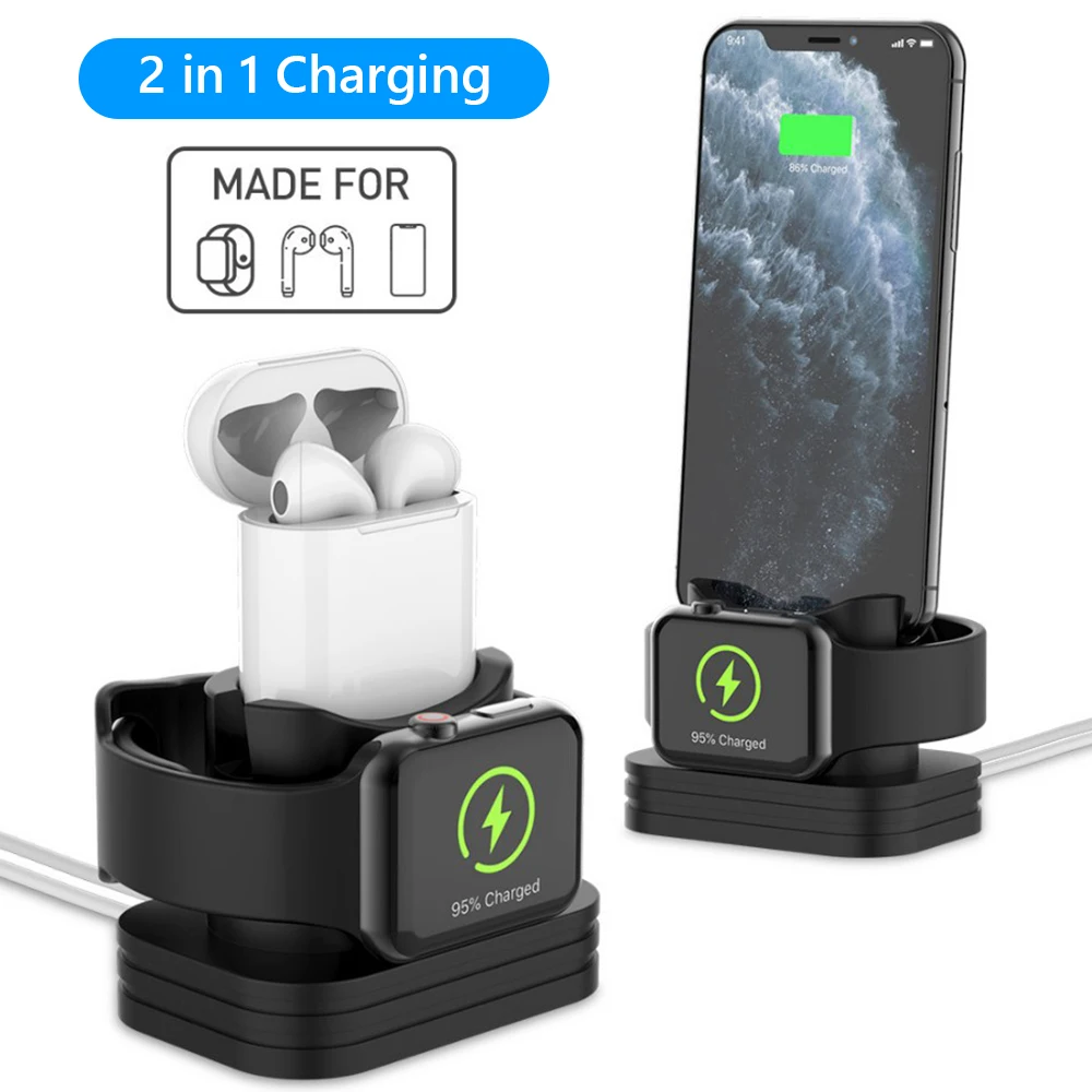 2 в 1 зарядная док станция силиконовое основание для настольной зарядки подставка