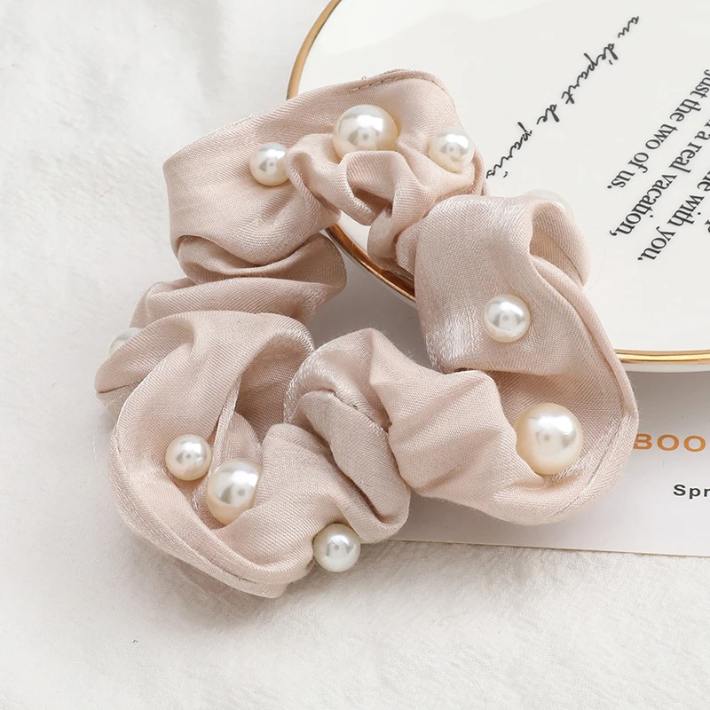 

New Women Pearl Hair Scrunchies Ponytail Holder Soft Stretchy Hair Ties Vintage Elastics Hair Bands for Girls Accessories