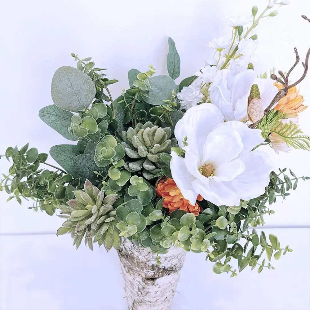 Искусственные серые зеленые листья эвкалипта стеблей 13 6 'высокий объемный