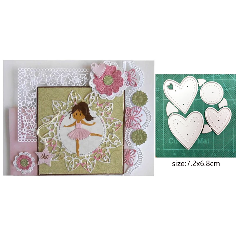 

Craft metal cutting dies cut die mold Heart Circle Frame Decoration Scrapbook paper craft knife mould blade punch stencils dies