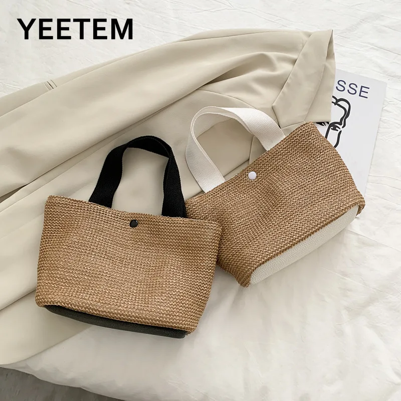 

Beach Bag Summer Vacation Fashion Woven Bag Retro Handbag Straw Woven Bag Women's Bag Fashionable Purses Brown
