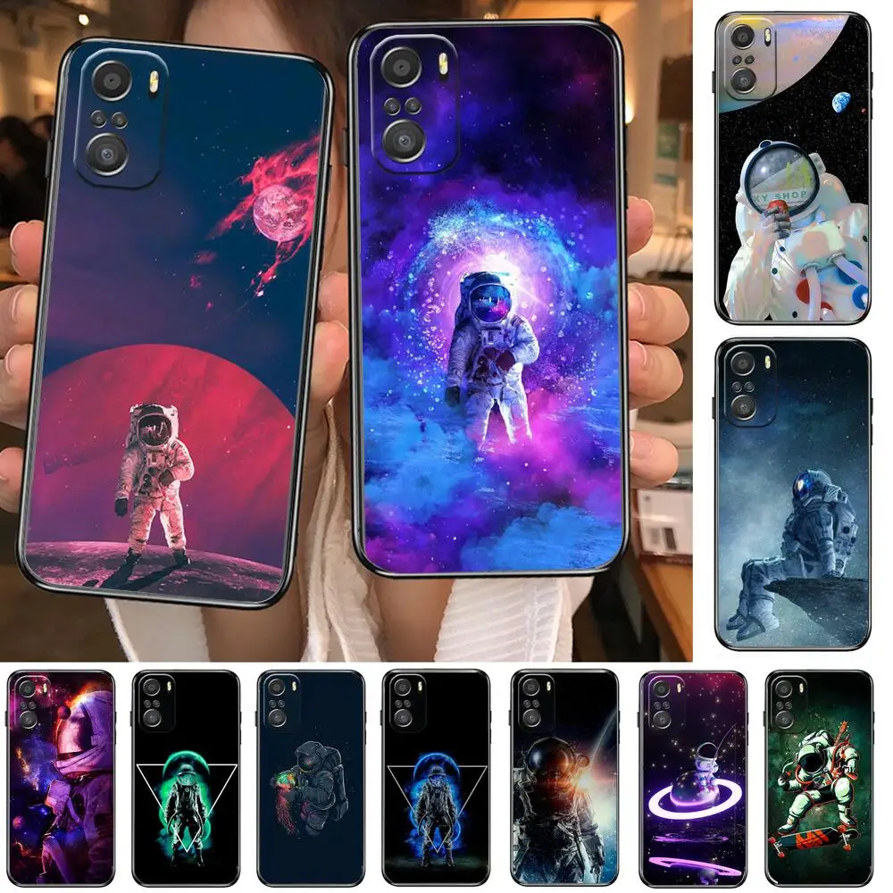 

Cosmic space astronaut Phone Case For xiaomi redmi 11 Lite pro Ultra 10 9 8 MIX 4 FOLD 10T Black Cover Silicone Back Prett