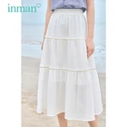Юбка Женская средней длины INMAN, элегантная Милая универсальная юбка с оборками и вышивкой, с эластичной завышенной талией, с драпировкой, на лето