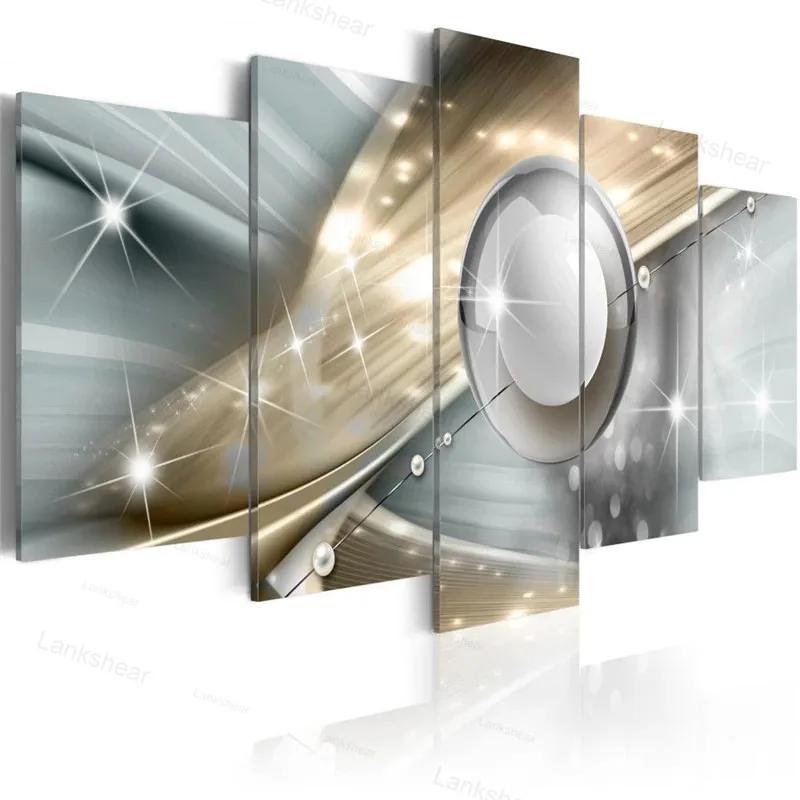 

Pattern and Diamond Prints Poster Wall Painting 5 Pieces Bling Modern Canvas Art Modular Pictures Living Room Home Decor