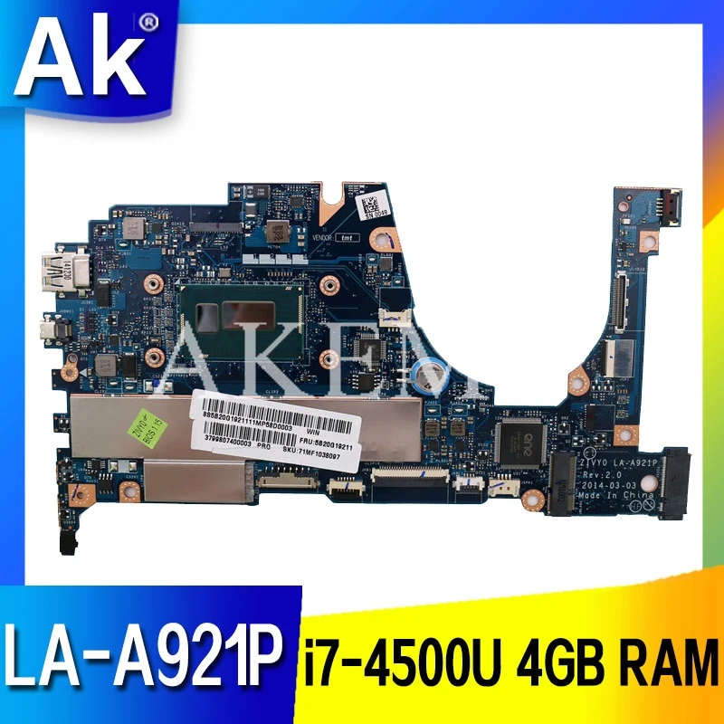 SAMXINNO для For Lenovo YOGA 2 13 материнская плата ноутбука LA A921P с i7 4510U/4500U 1 70 GHz CPU 4GB RAM