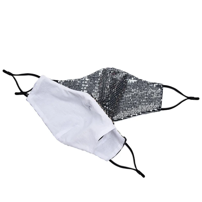 

Adult Cotton Protect Face Mask Women Reusable Washable Dust Mask Fashion Sequined Bling Mouth Half Facial Cover