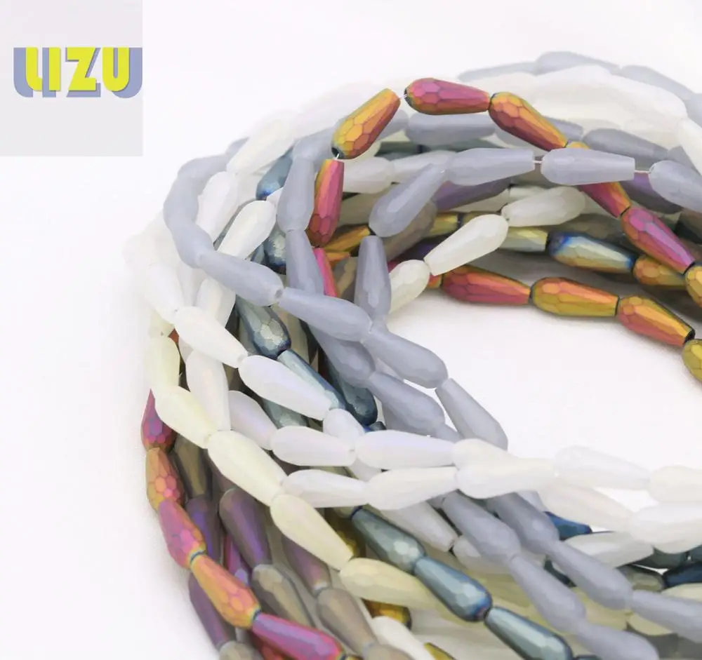 4*10 мм 70 шт. матовая Каплевидная форма красочная граненая стеклянная ваза с