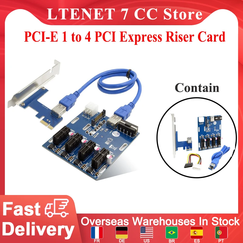

PCI-E 1 To 4 PCI Express 1X Slots Riser Card Mini ITX To External 4 PCI-E Slot Adapter PCIe Port Multiplier Card Set
