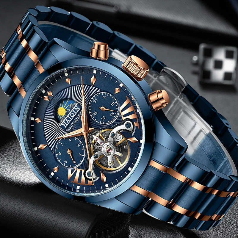 HAIQIN 2020 автоматические мужские часы Топ бренд Роскошные синие механические