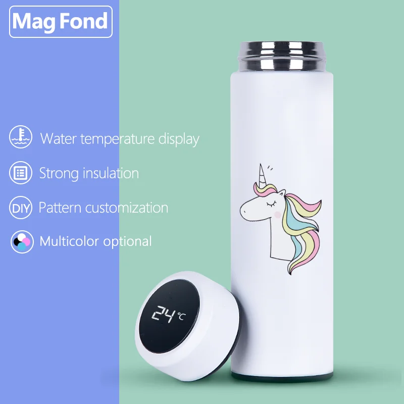 Термос Unicorn 500 мл термосы с дисплеем температуры бутылка для воды из нержавеющей