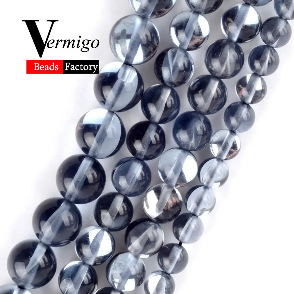 

Бусины Из Натурального драгоценного камня, серые, Австрийские хрустальные бусины для изготовления ювелирных изделий, круглые свободные бу...
