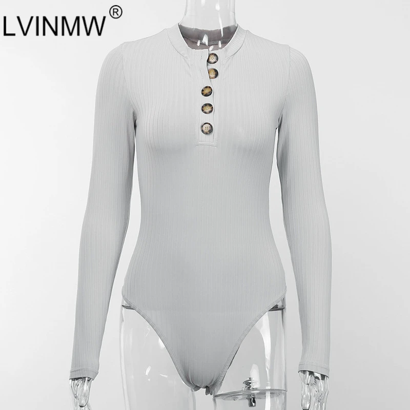 LVINMW сексуальный Одноцветный ребристый трикотажный комбинезон с длинным рукавом