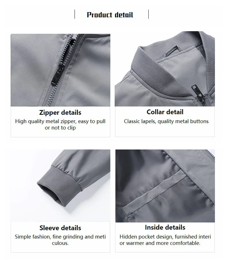 

Men's Bomber Zipper Jacket Autumn Male Casual Streetwear Jackets Hip Hop Overcoats Slim Fit Pilot Coat Men Clothing F122501