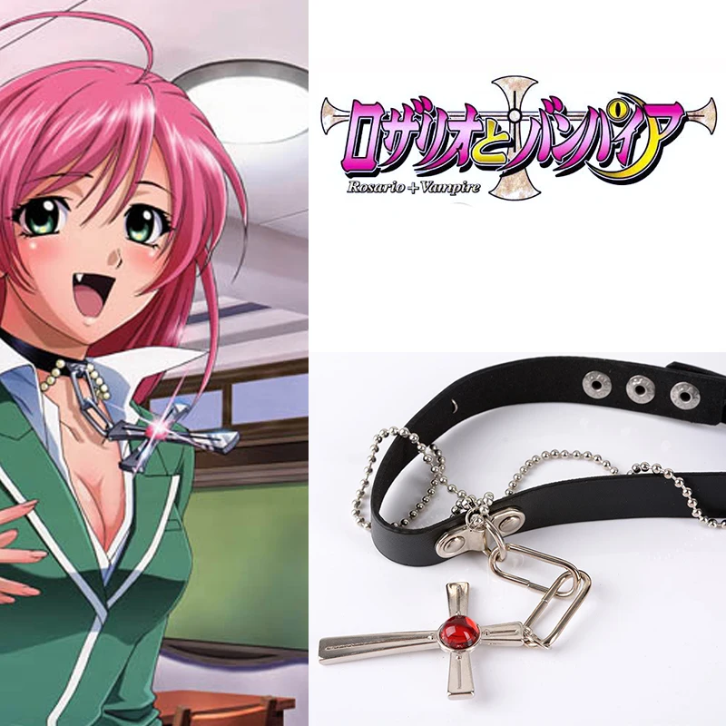 

Anime Rosario + Vampire Akashiya Moka Akashiya Cross choker Necklace Cosplay Jewelry For Women Girls Punk Cross Necklace