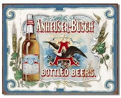 

Yousigns Anheuser Busch Bud Bottled Beers Budweiser Vintage Garage Retro Wall Decor Sign 8" X 12" Metal Tin Sign Plaque Poster