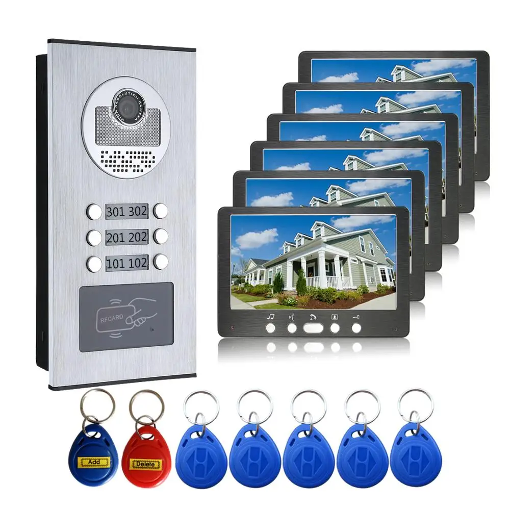 RFID разблокировка доступа домофон 7 дюймов монитор видео телефон двери