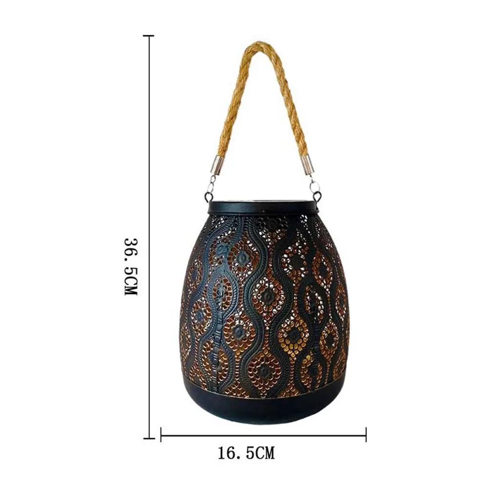 

Waterproof Desk Shaped Hollow Lantern Lamp Metal Wrought Iron Hanging Projection Solar Powered Outdooor Landscape Garden Decor