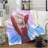 anime darling in the franxx blanket 3d print zero two fleece travel quilt sofa keep warm throw plush blankets bedspread