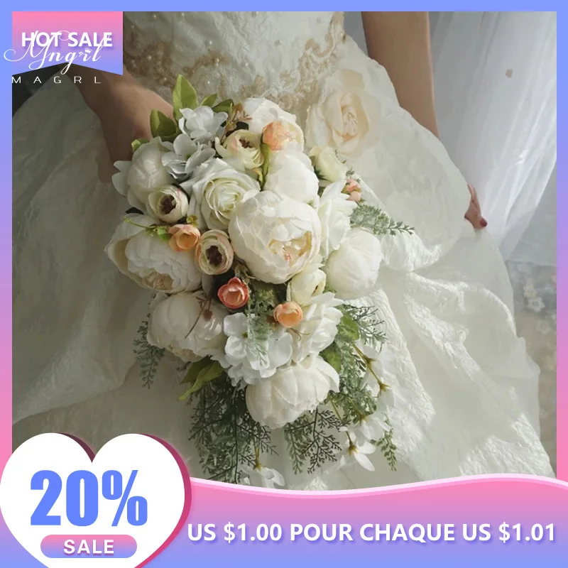 

Свадебные аксессуары MNGRL, искусственный цветок пиона, 25 см * 48 см, 380 г, роскошный и красивый розовый букет в стиле ретро