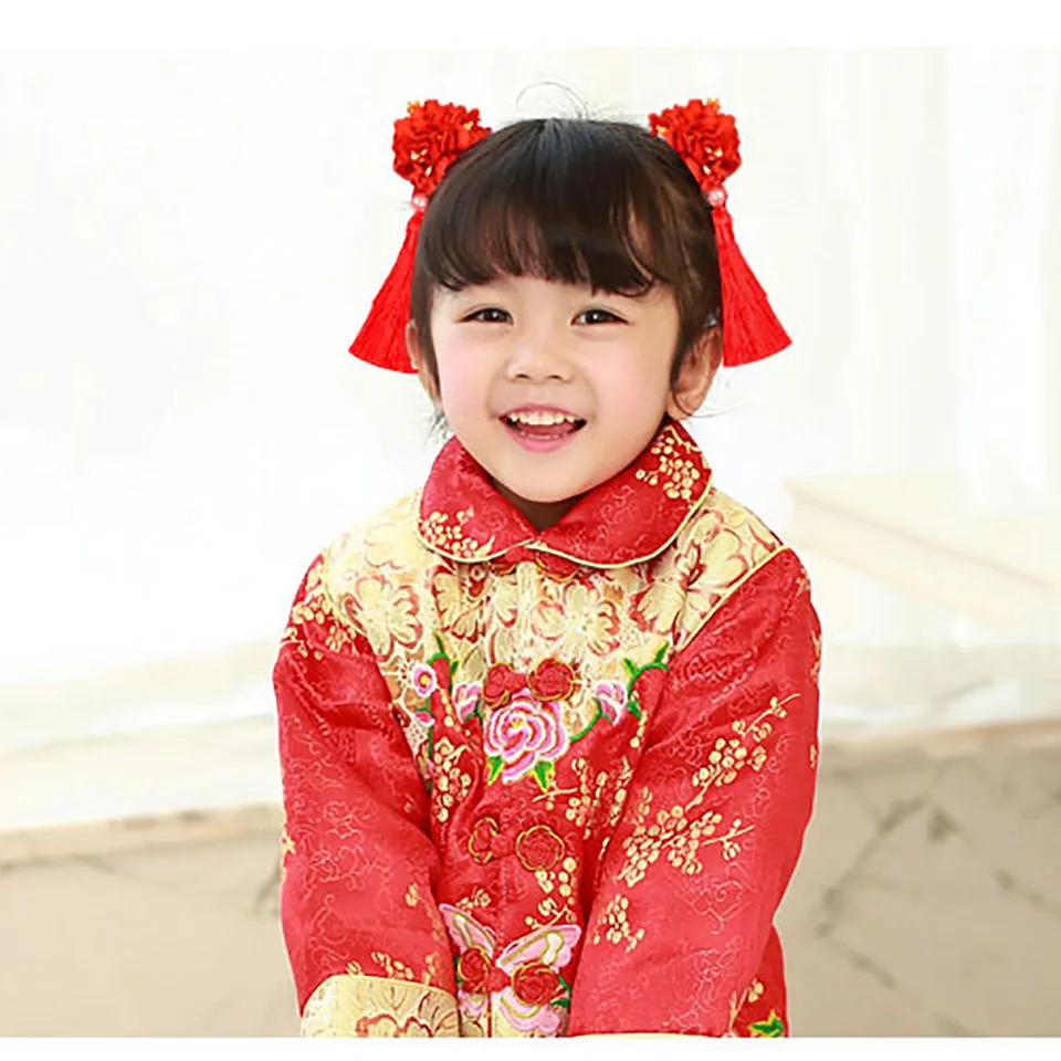 Антикварные кисточки Китай цветок шпилька Hanfu головной убор для детей маленькая