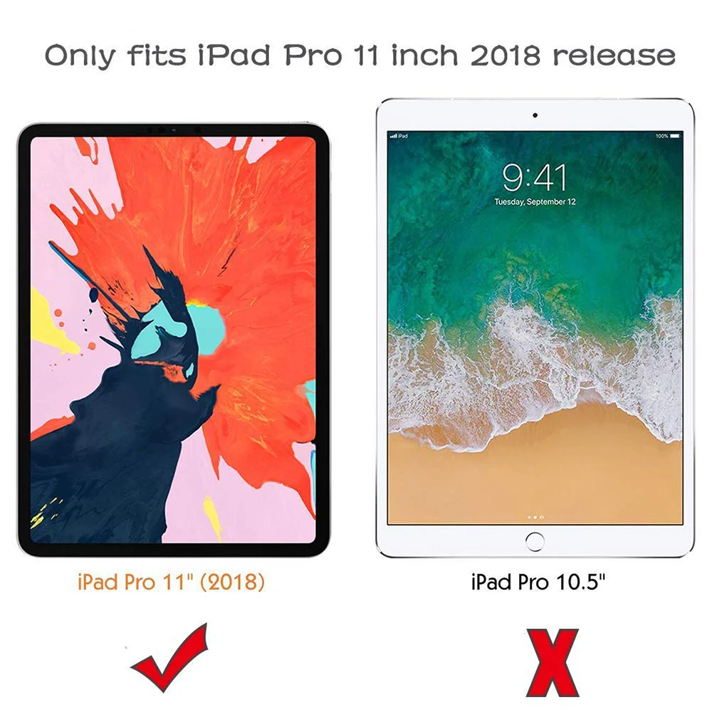 Чехол для нового iPad Pro 11 с беспроводной клавиатурой Bluetooth Smart PU кожаный 360 полный