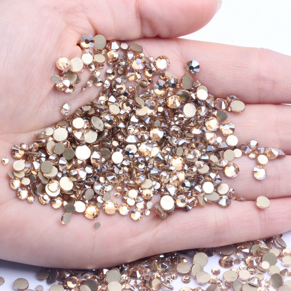 Новые цветные SS3-SS20 и смешанные размеры блестящие плоские стеклянные