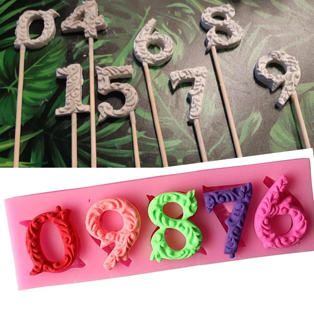 

Number Silicone Mold Cake Decoration 0-9 Digital molds for Clay Candle Making Baking Tool
