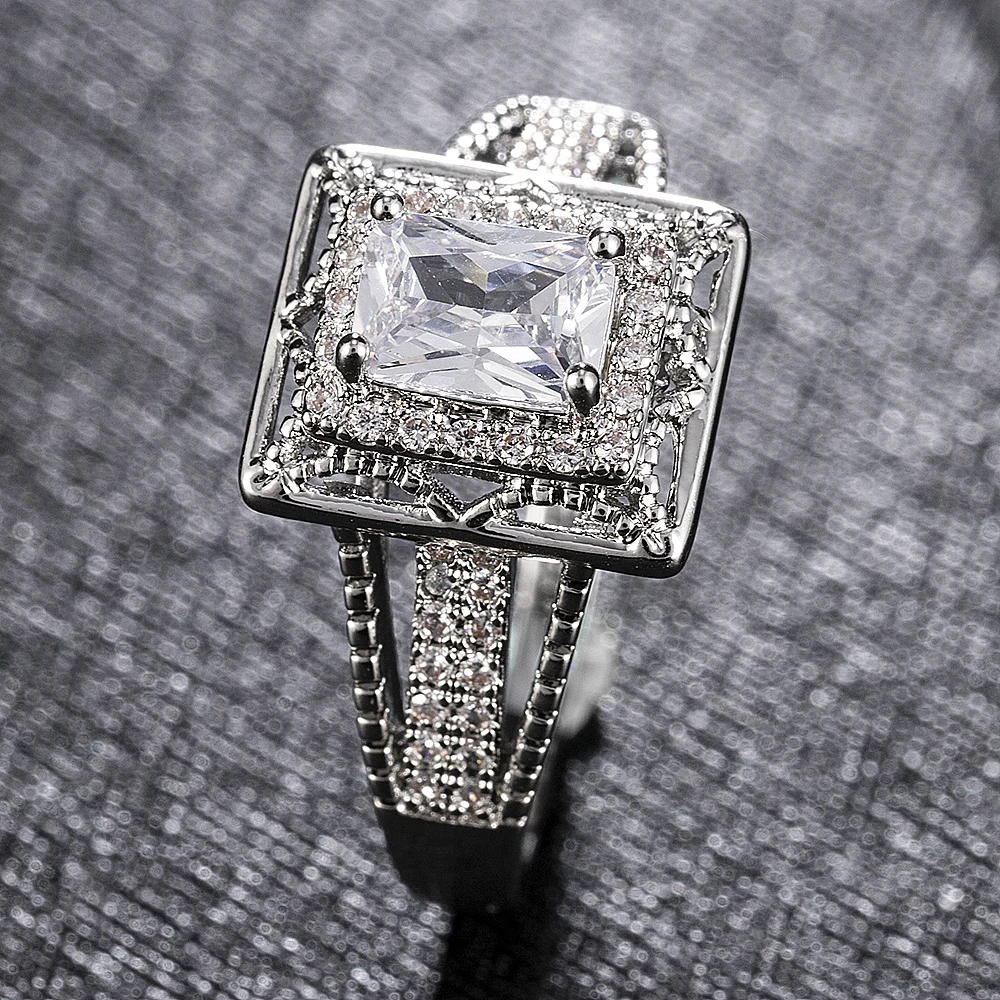 2020 великолепные свадебные кольца с кристаллами женские ювелирные изделия белое