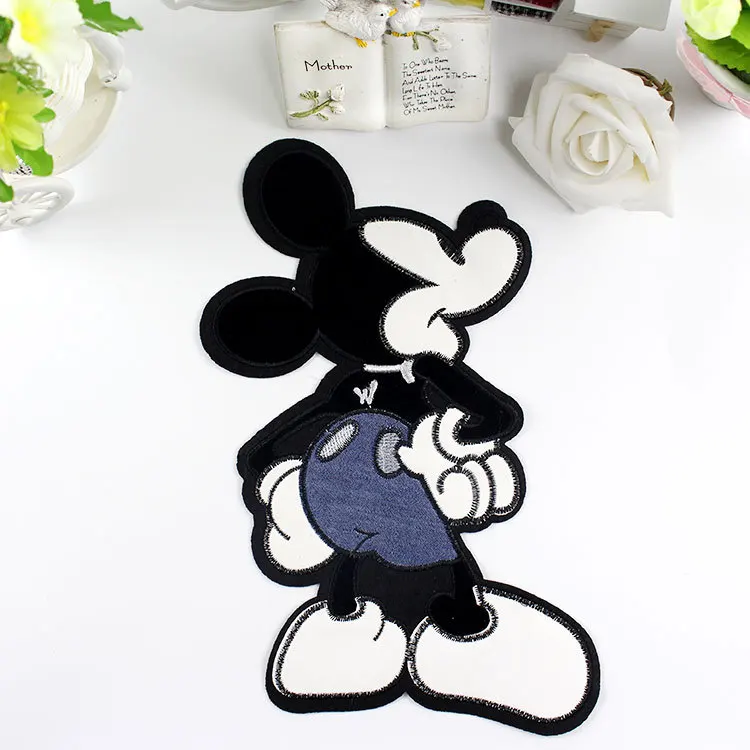 Модные нашивки с Микки из мультфильма вышитые аппликацией сумка для одежды