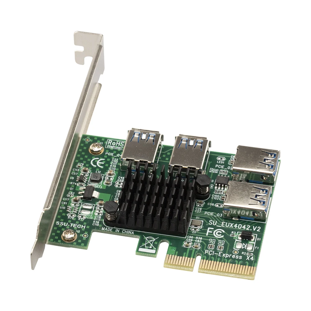 

PCI-E to PCI-E Adapter Extender 1 Turn 4 PCI-Express Slot 1x to 4x 16x USB 3.0 Riser Multiplier Card Converter USB Interface X 4